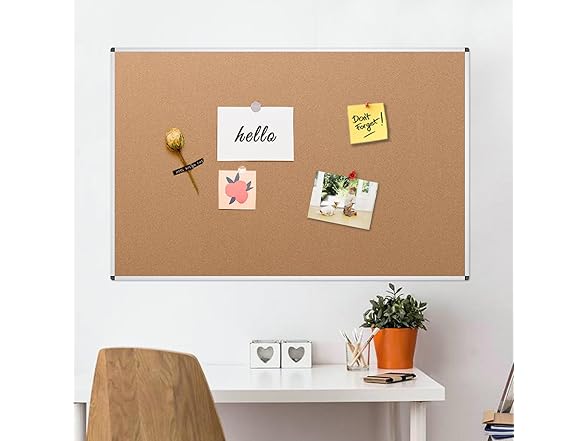 VIZ-PRO Cork Board, 72x40", Silver Frame