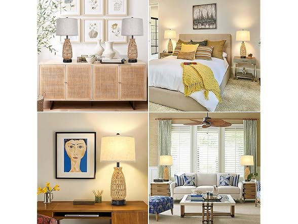 VerRon Rattan Table Lamps 2 Pack