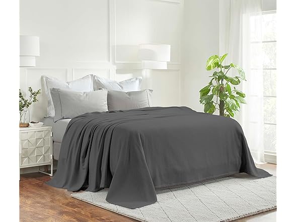 Superior Nobel Cotton Chevron Blanket, King, Charcoal