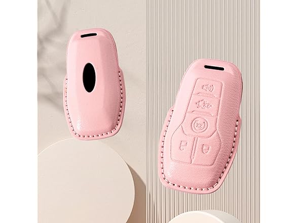 Riasot Leather Key Fob Cover Ford Pink