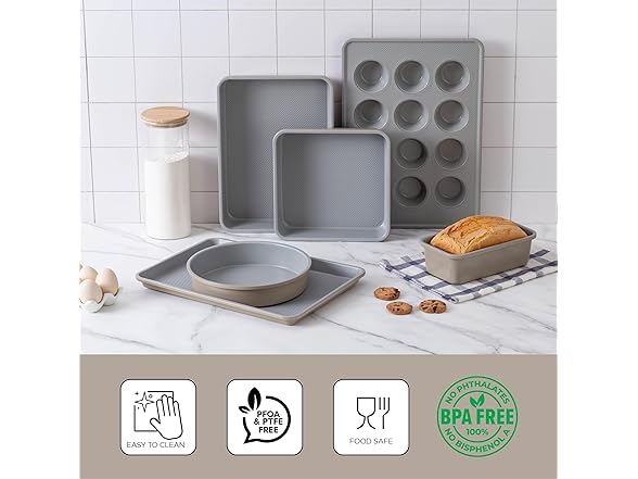 6 Pc Stackable Bakeware Set Taupe