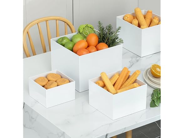 8Pcs Acrylic Display Risers Hollow Cube Food Stands