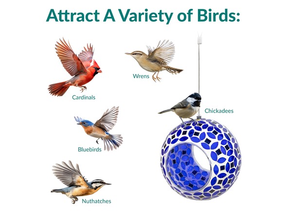 Sunnydaze 6" Lavender Mosaic Bird Feeder