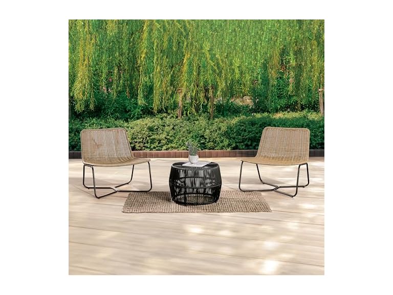 Parrot Uncle FM80003BK-T-3PC Large 3 Pieces Patio Furniture