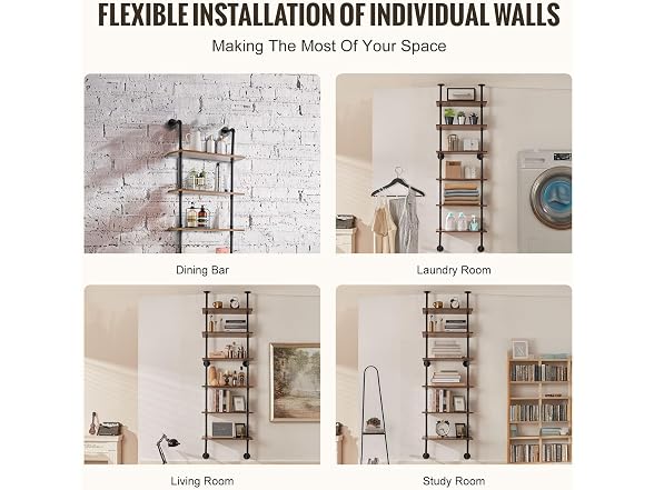 Industrial Pipe Shelf, 6 Tier 24x9.84in