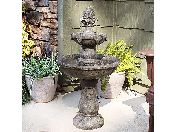 Sunnydaze 33" Pineapple 2-Tier Solar Powered Fountain