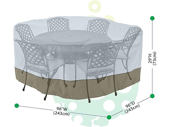 96" Round Patio Table with Chairs Cover