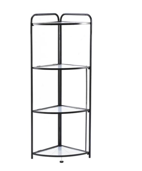 4-Tier Foldable Corner Shelf, Black - Gallery 5