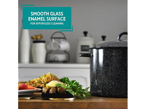 MIRRO 12.0qt Enamel Stock Pot, Black