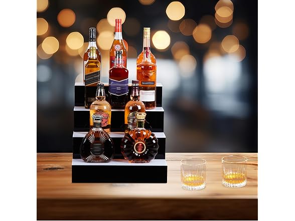 16'' LED Lighted Liquor Bottle Shelf, 4 Tier 