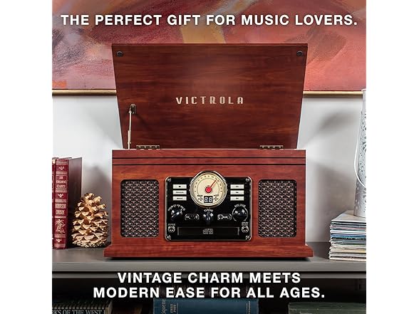 Victrola The Quincy 6-in-1 Bluetooth Record Player, Grey