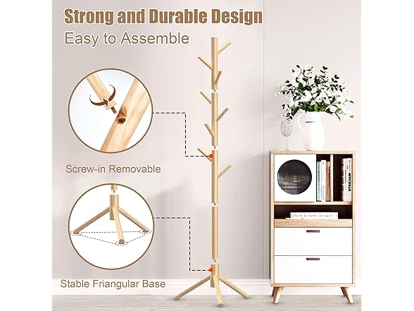 Wooden Coat Rack Stand