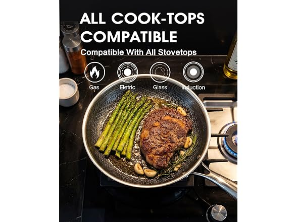 Tibbicc Stainless Steel Non Stick Frying Pan
