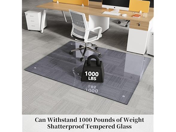 FlyEcho Grey Glass Chair Mat 40" x 60"