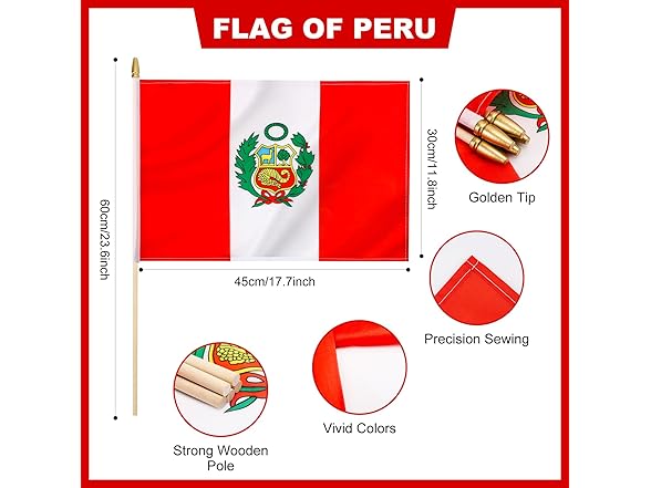 Yingnner Peru Stick Flags 12x18" 12pk