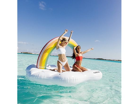 FUNBOY Giant Inflatable Luxury Rainbow Cloud Island Daybed Pool Float
