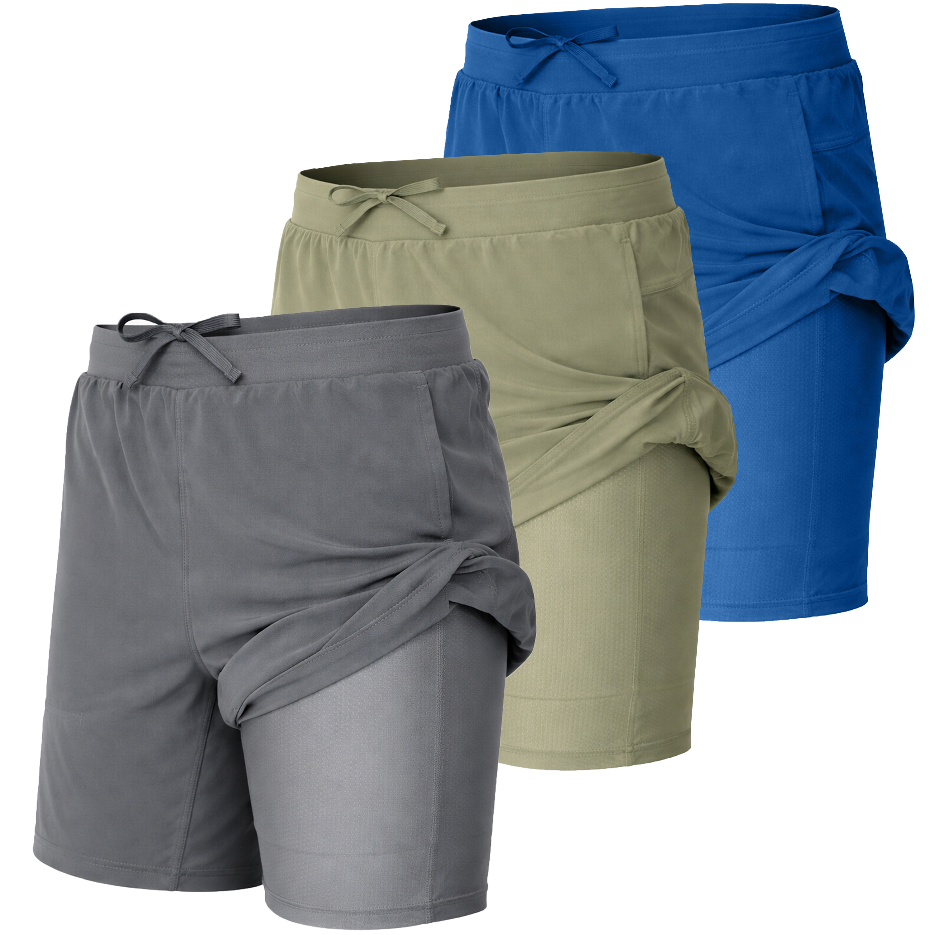 3Pk Mens 2-in-1 Quick Dry Active Shorts - Gallery 17