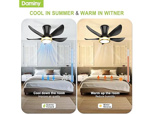 DAMINY Ceiling Fan with Light | 30In
