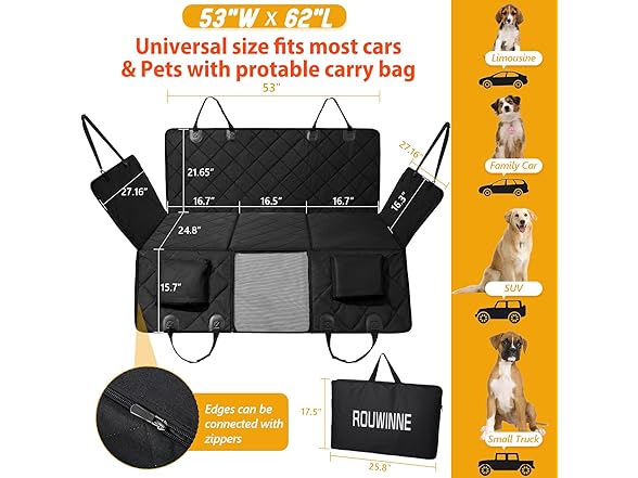 Back Seat Extender for Dogs-Large Space