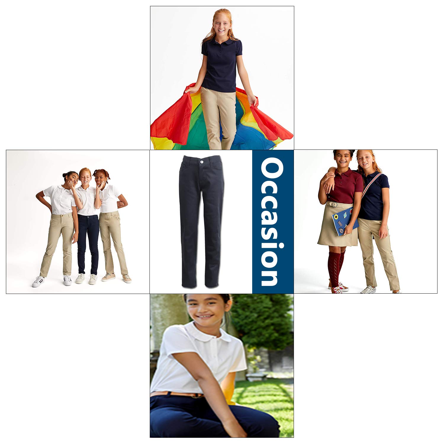 Girls Stretch Pencil Uniform Pants - Gallery 16