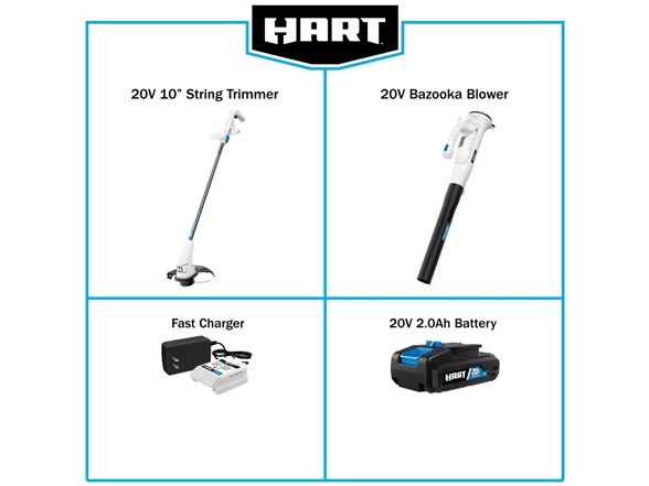 HART 20-Volt 10-inch String Trimmer/Bazooka Leaf Blower Combo Kit
