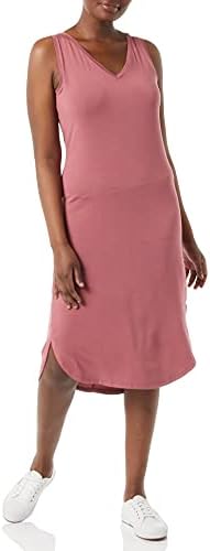 Amazon Essentials Womens Jersey Regular Fit Sleeveless V Neck Midi Dress