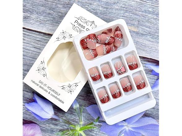 CJDLTS Valentine's Red French Press-on