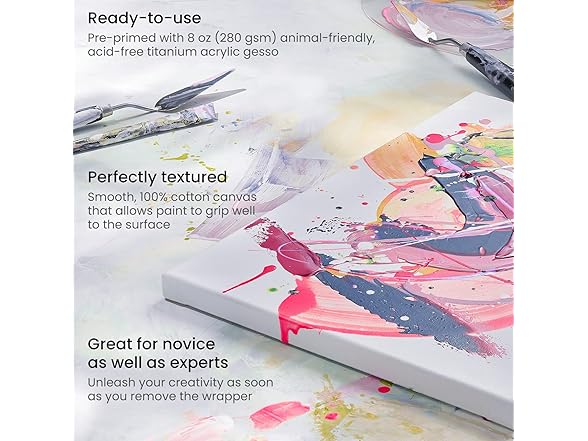 ARTEZA Stretched Canvas, 10 x 10 Inches, 8PK