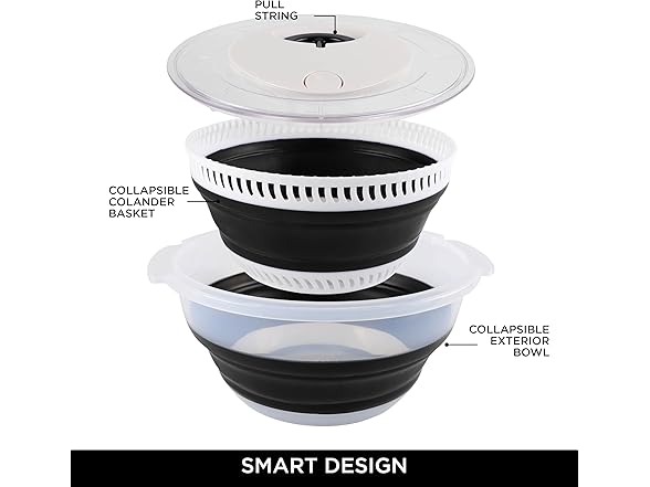 4 Qt Collapsible Salad Spinner Black