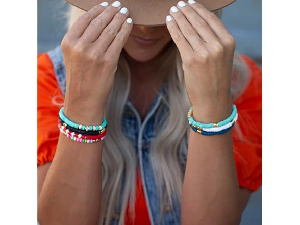 KISSITTY 1 Strand Light Sky Blue Flat Round - Gallery 5
