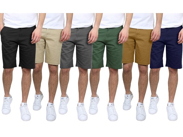 3Pk Asst Mens Stretch Chino Shorts