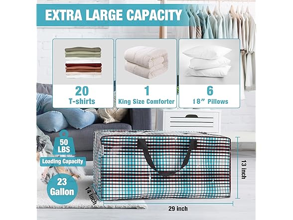 WORKPRO 6 Pack Extra Large Moving Bags w/ Zippers