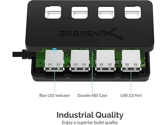 SABRENT 4-Port USB 3.0 Hub w/ Switches