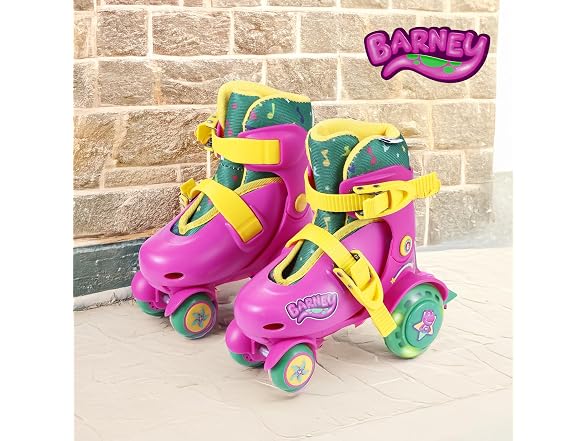 Voyager Barney Trainer Skates - Light Up Wheels,