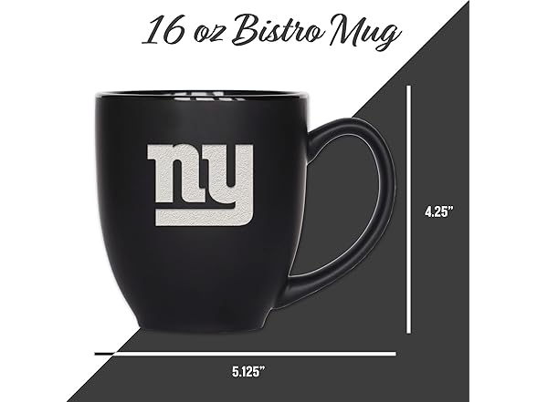 NEW YORK GIANTS Main 15oz Matte Black Bistro Mug