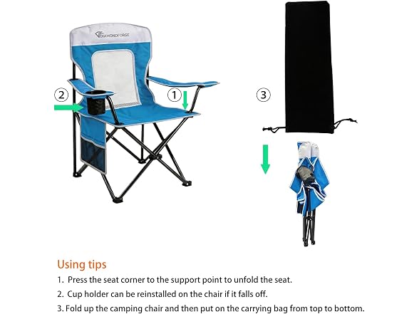 Diamondforge Camping Chair 300lbs Blue White