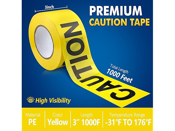 Ooyeidkvie Yellow Caution Tape 1000ft