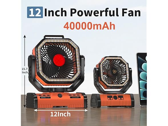 EEIFO 12in 40000mAh Camping Fan 4-Speed