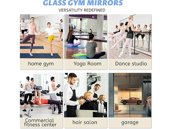 BOOLUU Tempered Glass Home Gym Mirror