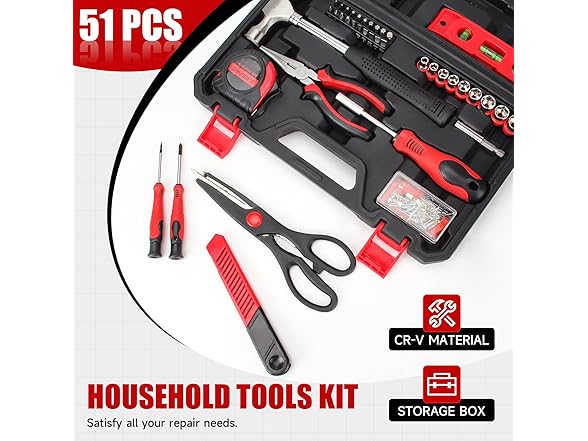 51-Piece Red Tool Set