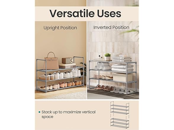 SONGMICS Shoe Rack 3-Tier 11.8 x 36.2 x 21.7 Inch