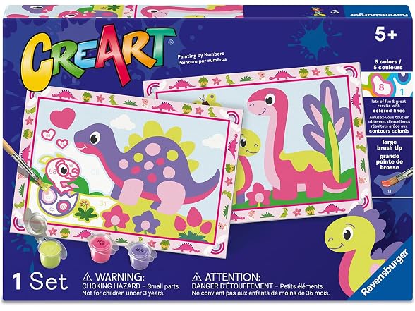 Ravensburger CreArt Junior Pink Dinosaurs Paint‑by‑Number Kit