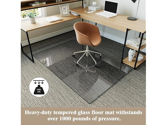 Koonmi Grey Glass Chair Mat 36" x 55"