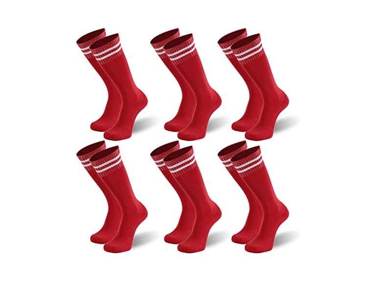 6 Pair Youth Knee High Athletic Socks