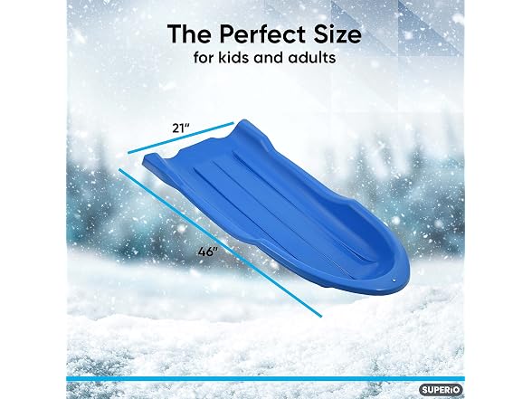Superio Toboggan Snow Sled for Kids and Adults, 46" 12 Pack