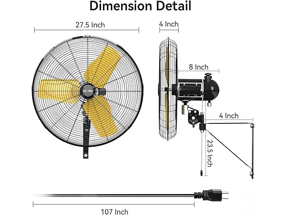 8800 CFM 24" Outdoor Commercial Wall Fan Oscillating, IP44 W (Open Box)