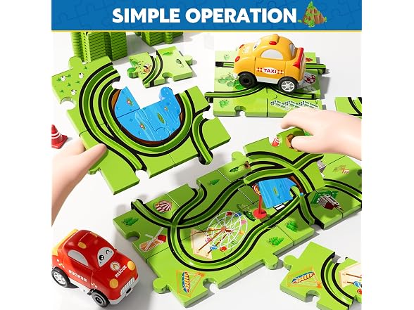 64-Piece Floor Puzzle Race Track 2-Pack