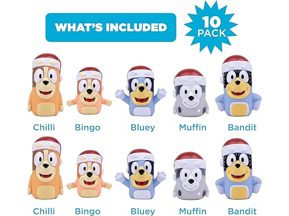 Bluey 10 Piece Holiday Finger Puppet Set