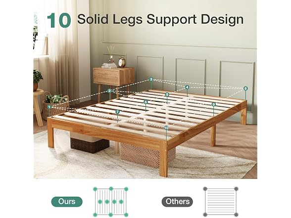 Novilla 12 Inch Wooden Queen Bed Frame