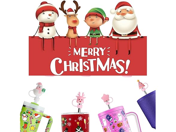 Aiyoushang 6pcs Red Christmas Toppers